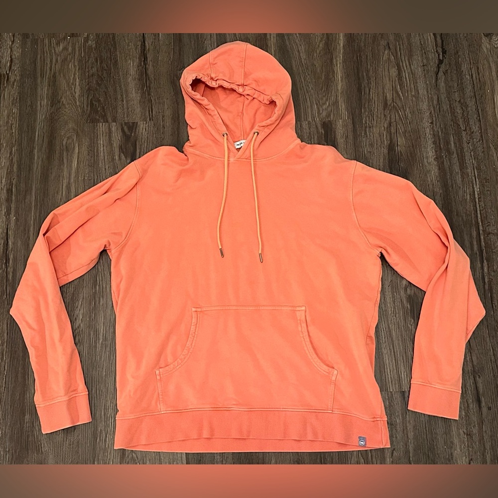 Men’s Peter Millar Lava Wash Orange Coral Fleece Stretch Hoodie - Size Large